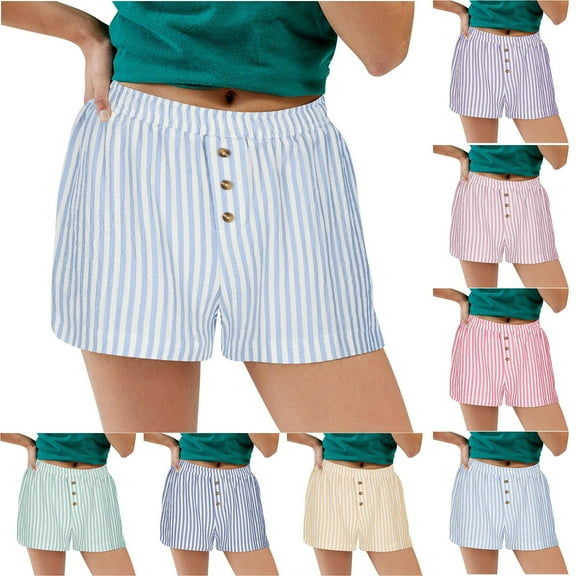 AGWOLF Womens Boxer Shorts Casual Summer Pajama Lounge Sleep Pj Stripes Shorts 2025 Summer Casual Short Y2K Beach Bottoms