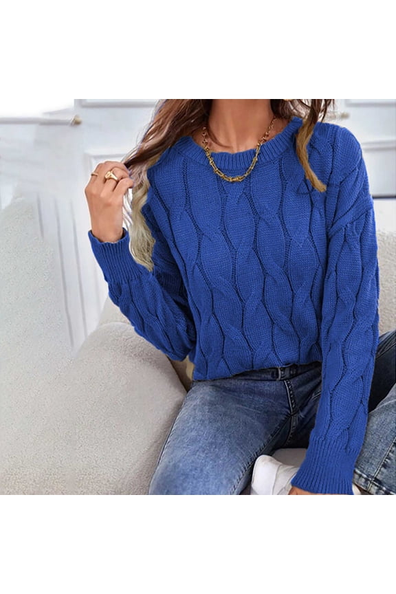 Womens Cabel Knit Sweaters Chunky Mock Neck Oversized Jumper Casual Solid Basic Long Sleeve Pullover