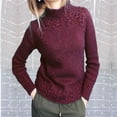 thumbnail image 1 of AGWOLF Womens Cable Knit Sweaters Casual Mock Neck Tunic Pullover Solid Basic Long Sleeve Tops, 1 of 3