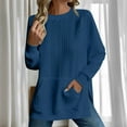 thumbnail image 1 of AGWOLF Womens Cable Knit Sweatshirts Lightweight Side Split Long Sleeve Crew Neck Sweater with Pocket Fall Solid Basic Pullover, 1 of 6