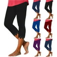 thumbnail image 1 of AGWOLF Womens Capri Leggings Tummy Control Leggings High Waisted Capris Hollow Out Hem Yoga Cropped Trousers 2025 Summer Gym Pants Black M, 1 of 7