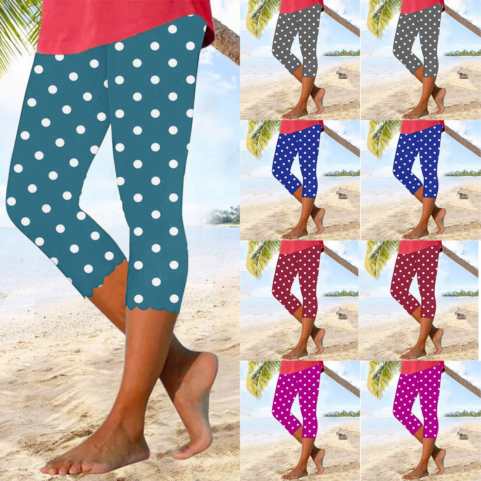 AGWOLF Womens Capri for Summer Clearance, Tummy Control Capri Leggings ...