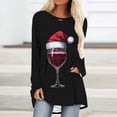 thumbnail image 1 of AGWOLF Womens Christmas Shirts Bling Wine Glass Graphic Tunic Tops Loose Long Sleeve Xmas T-shirts Casual Festive Sweatshrits, 1 of 5