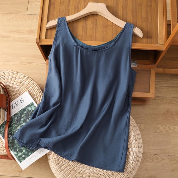 AGWOLF Womens Cotton Linen Tank Tops Scoop Neck Casual Cami Sleeveless Blouses Summer Basic Tank Shirt Women's Summer Tank Tops 2025
