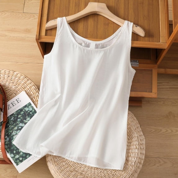 AGWOLF Womens Cotton Linen Tank Tops Scoop Neck Casual Cami Sleeveless Blouses Summer Basic Tank Shirt Women's Summer Tank Tops 2025