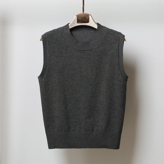 AGWOLF Womens Crewneck Sweater Preppy Vest Ribbed Knit Pullover Classic Solid Basic Tops Tank Tops