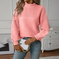 thumbnail image 1 of AGWOLF Womens Fall Sweater Cozy Lantern Long Sleeve Knit Tops Solid Mock Neck Loose Jumper Fall Travel Pullover, 1 of 5