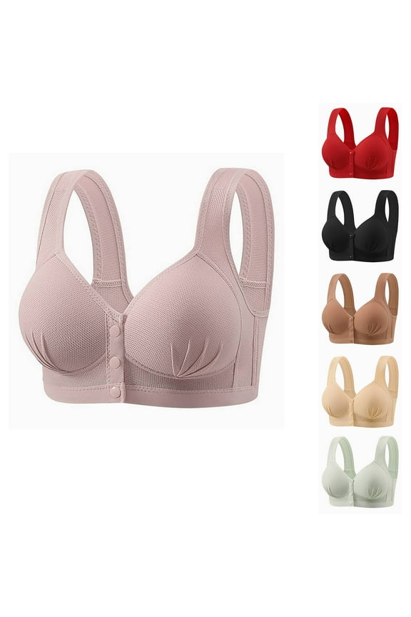 Womens Front Closure Bras Breathable Push Up Bra Comfort No Underwire Full Coverage Bralettes Padded Bras Soft Everyday Bras for Older Women