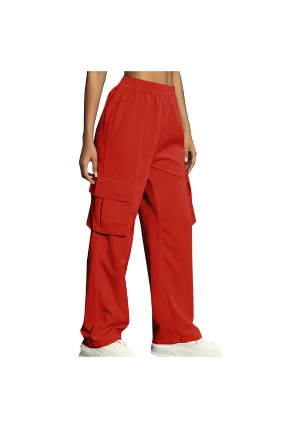 Womens High Waist Cargo Pants Casual Quick Dry Wide Leg Parachute Pant Baggy Y2K Sreetwear Trosuers