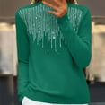 thumbnail image 1 of AGWOLF Womens Lightweight Sweaters Cozy Mock Neck Knit Sweater Casual Sequin Solid Color Blouse Pullover, 1 of 6