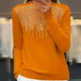 thumbnail image 1 of AGWOLF Womens Lightweight Sweaters Cozy Mock Neck Knit Sweater Casual Sequin Solid Color Blouse Pullover, 1 of 6