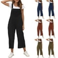 thumbnail image 1 of AGWOLF Womens Linen Overalls Plus Size Adjustable Strap Bib One Piece Wide Leg Sleeveless Pants Jumpsuits Summer Boho Rompers with Pockets Coffee XXL, 1 of 7