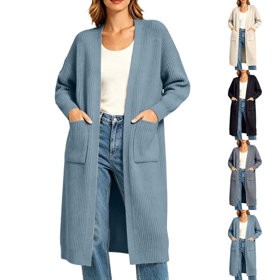 AGWOLF Womens Long Cardigan Sweaters Plus Size Open Front Oversized Duster with Pocket Fall Winter Knit Cardigans Chunky Coats XXXXXL