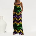 thumbnail image 1 of AGWOLF Womens Mardi Gras Jumpsuits Sleeveless Sequin Print Wide Leg Overalls Button Strap Party Rompers with Pockets, 1 of 7