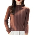 thumbnail image 1 of AGWOLF Womens Mock Neck Sweaters Striped Cable Knit Tunic Pullover Lighweight Solid Basic Jumper, 1 of 2