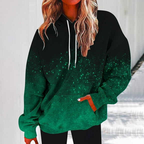 AGWOLF Womens Oversized Hoodies Vintage Gradient Color Sweatshirts Casual Long Sleeve Hooded Pullover with Pocket