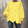thumbnail image 1 of AGWOLF Womens Oversized Sweater Batwing Long Sleeve Knit Jumper Shirts Crochet Hollow Out Boat Neck Top Solid Irregular Hem Pullover, 1 of 8