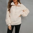 thumbnail image 1 of AGWOLF Womens Oversized Sweaters Chunky Lapel Half Zip Up Knit Pullover Long Sleeve Solid Basic Jumper Tops, 1 of 6