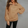 thumbnail image 1 of AGWOLF Womens Oversized Sweaters Chunky Lapel Half Zip Up Knit Pullover Long Sleeve Solid Basic Jumper Tops, 1 of 6