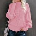 thumbnail image 1 of AGWOLF Womens Oversized Sweaters Cozy Cable Knit Lantern Long Sleeve Pullover Casual Mock Neck Jumper Tops, 1 of 6