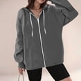 thumbnail image 1 of AGWOLF Womens Oversized Sweatshirts Casual Solid Zip Up Jacket Coat Trendy Long Sleeve Hoodies Fall Travel Clothes, 1 of 5