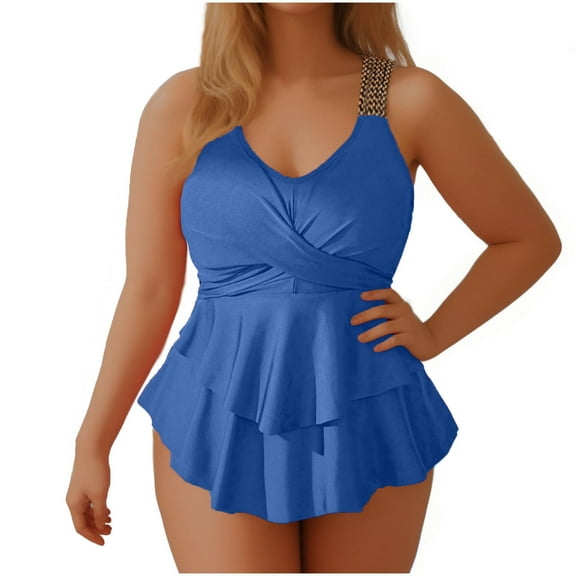 AGWOLF Womens Plus Size Swimdress Women's Plus Size Tankini Swimsuits One Piece Twist Front Bathing Suits Ruffle Swimsuits Tummy Control Swimwear