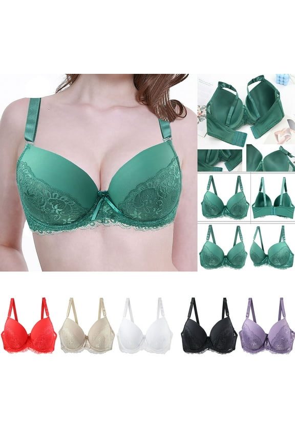 Womens Push Up Bra Lace Padded Bras Comfort Underwire Full Coverage Supportive Bralettes Soft Sleep Lingerie