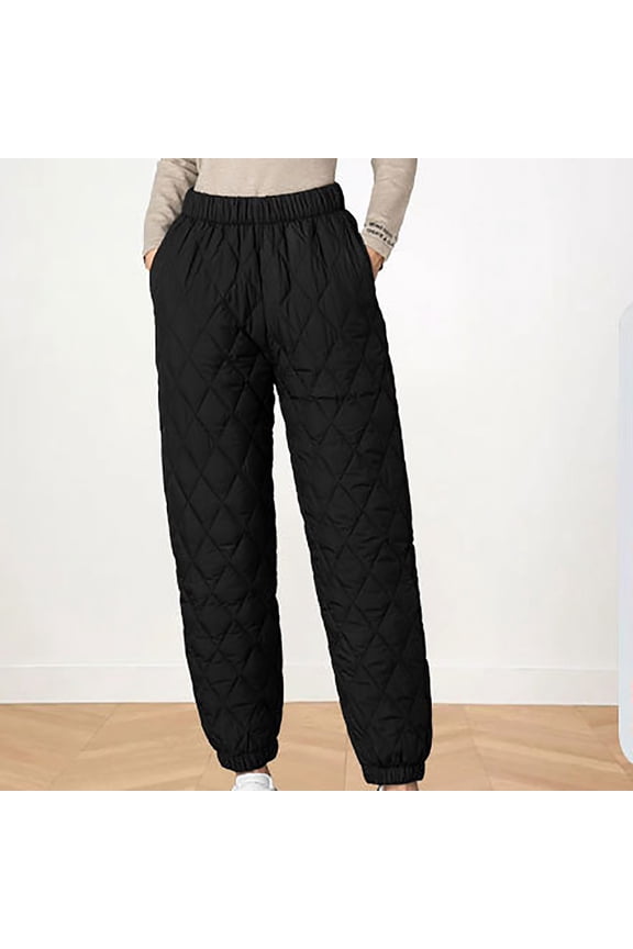 Womens Quilted Pants Thermal Puffer Harem Pant Winter Warm Windproof Thick Trosuers