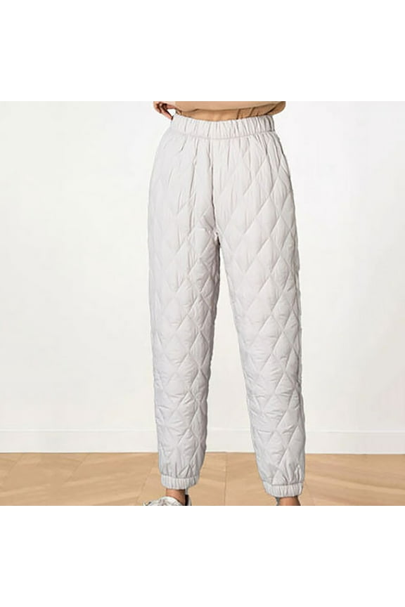 Womens Quilted Pants Thermal Puffer Harem Pant Winter Warm Windproof Thick Trosuers