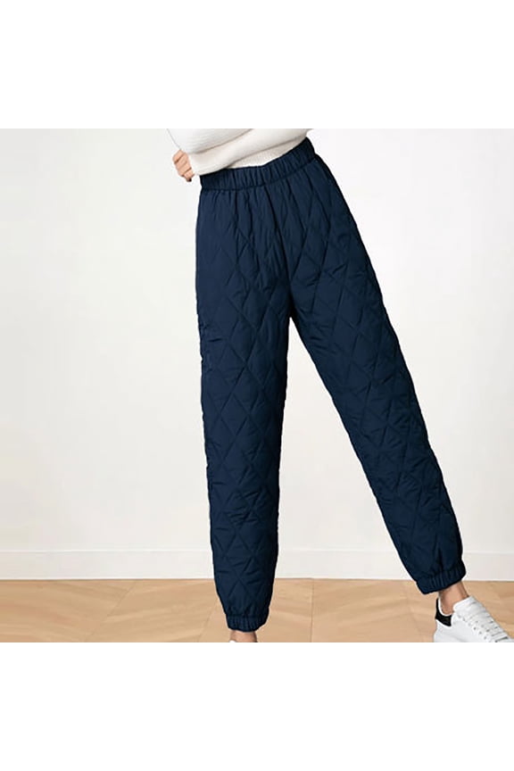Womens Quilted Pants Thermal Puffer Harem Pant Winter Warm Windproof Thick Trosuers