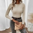 thumbnail image 1 of AGWOLF Womens Ribbed Knit Sweaters Cozy Mock Neck Slim Pullover Solid Basic Lightweight Jumper Tops, 1 of 8