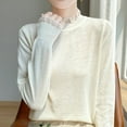 thumbnail image 1 of AGWOLF Womens Ruffle Mock Neck Sweater Loose Lightweight Long Sleeve Jumper Cozy Solid Color Pullover, 1 of 6