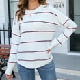 thumbnail image 1 of AGWOLF Womens Striped Sweaters Chunky Crewneck Ribbed Knit Pullover Casual Oversized Long Sleeve Tops, 1 of 4