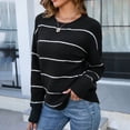 thumbnail image 1 of AGWOLF Womens Striped Sweaters Chunky Crewneck Ribbed Knit Pullover Casual Oversized Long Sleeve Tops, 1 of 4