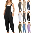 thumbnail image 1 of AGWOLF Womens Summer Casual Bib Overalls Baggy Adjustable Straps Jumpsuits with Pockets Loose Fit Suspenders Long Pants Black XXL, 1 of 7