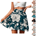 thumbnail image 1 of AGWOLF Womens Summer Casual Mini Skirts High Wiasted Layered Ruffle Short Skirt Drawstring Floral Skirt Holiday Party Boho Skort Sky Blue XXL, 1 of 7