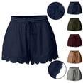 thumbnail image 1 of AGWOLF Womens Summer Shorts High Waisted Drawstring Casual Short Plus Size Lace Patchwork Going Out Shorts with Pockets Gray L, 1 of 7