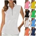 thumbnail image 1 of AGWOLF Womens Tennis Golf Tank Tops Zipper V Neck Athletic Workout Shirts Breathable Mesh Quick Dry Sports Tee Orange XL, 1 of 7