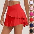 thumbnail image 1 of AGWOLF Womens Tennis Skirt Layered Ruffled Pleated Athletic Skirts with Pockets High Waisted Golf Skort for Workout Pickleball Hot Pink L, 1 of 8