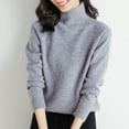 thumbnail image 1 of AGWOLF Womens Turtleneck Casual Lightweight Knit Jumper Cozy Solid Color Long Sleeve Pullover, 1 of 3