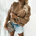 thumbnail image 1 of AGWOLF Womens Turtleneck Sweater Chunky Cable Knit Sweaters Long Sleeve Solid Color Tops Fall Winter Clothes, 1 of 6