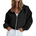 thumbnail image 1 of AGWOLF Womens Zip Up Hoodies Oversized Cropped Hooded Sweatshirts Jacket Preppy Long Sleeve Tops Fall Winter Clothes, 1 of 6