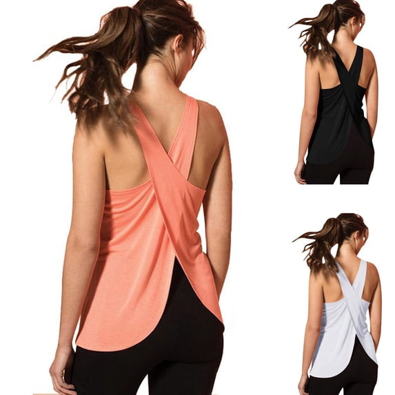 AGWOLF Workout Tank Tops for Women Seamless Flowy Racerback Top Loose Fit Sleeveless Yoga Shirts Running Gym Clothes Black M
