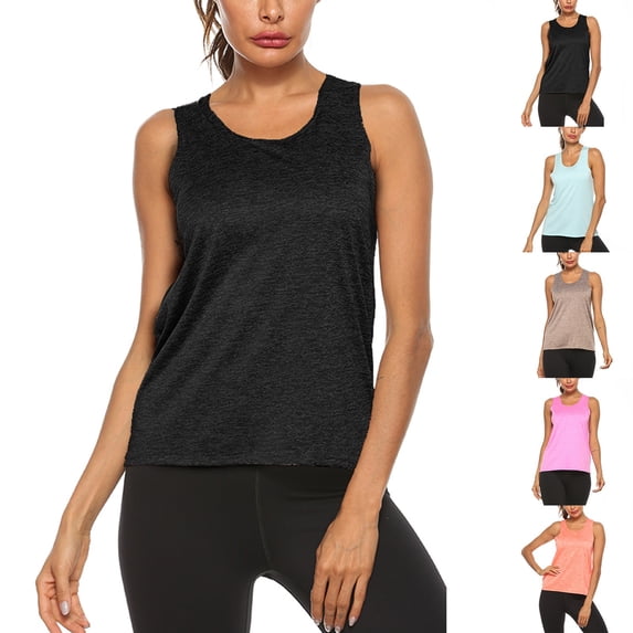 AGWOLF Workout Tank Tops for Women Summer Crewneck Sleeveless Shirts Loose Yoga Top Buttercore Athletic Top for Running Hiking Orange M