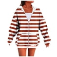 thumbnail image 1 of AGWOLF Zip Up Hoodie for Women Lightweight Striped Hooded Sweatshirt with Pockets Vintage Long Sleeve Jacket, 1 of 4