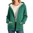 thumbnail image 1 of AGWOLF Zip Up Sweatshirt for Women Fashion Fleece Lined Long Sleeve Jacket Coat Warm Solid Color Hooded Clothes with Pocket Fall Winter Tops, 1 of 7