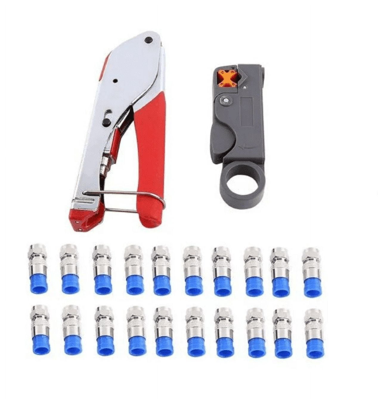 AGXAP Tool Bag RG6 Coax Cable Crimper Compression Tool Set Kit Wire Stripper With F RG59 Include Connectors Tools Stripper