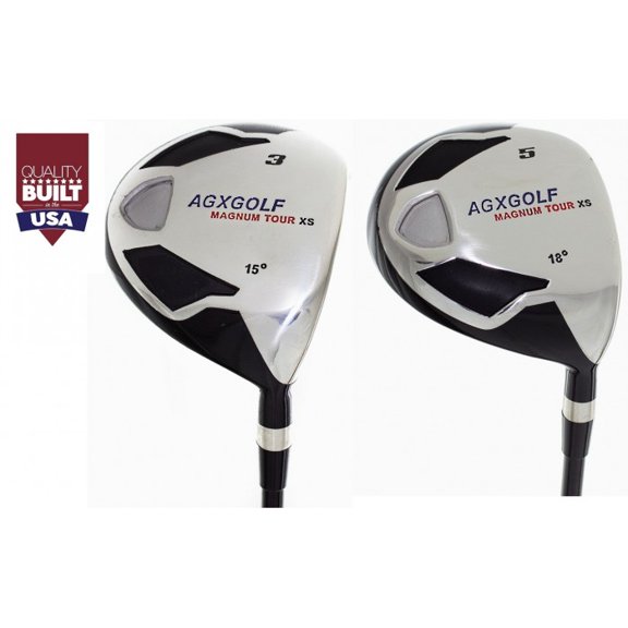 AGXGOLF Men's MAGNUM 3 & 5 Fairway Woods Set (15, 18 Degree): Graphite Shafts + Head Covers Right Hand: Regular Flex, Tall Length (+1.0")