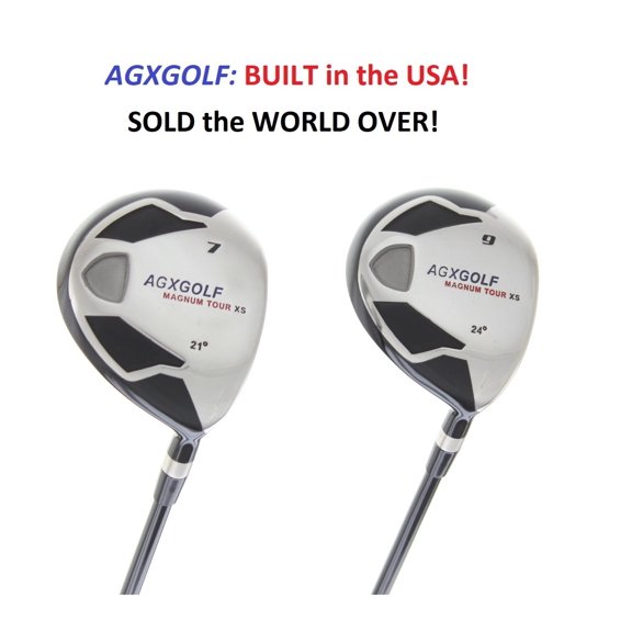 AGXGOLF Men's MAGNUM 7 + 9 Fairway Utility Woods Set: Graphite Shafts + Head Covers Right Hand, Stiff Flex, Regular Length
