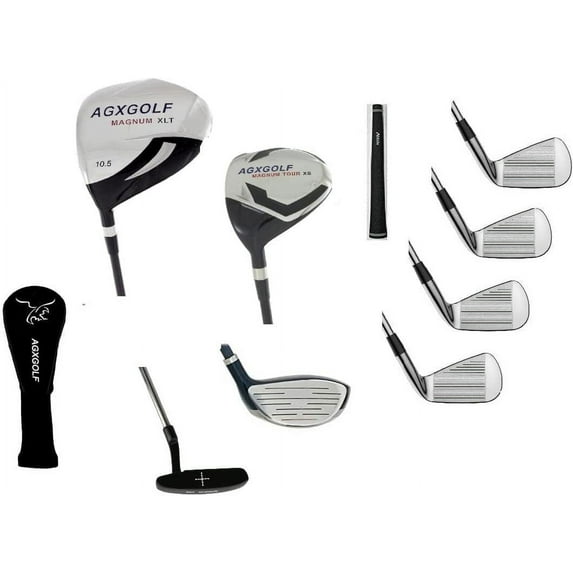 AGXGOLF Mens Left Hand Tour EX Edition Golf Club Set wOverSize 460cc Driver + 5 Wood & #7 Utility Wood + 3, 5, 7 & 9 Irons + PW + Putter: Extra Tall Length: USA Built!